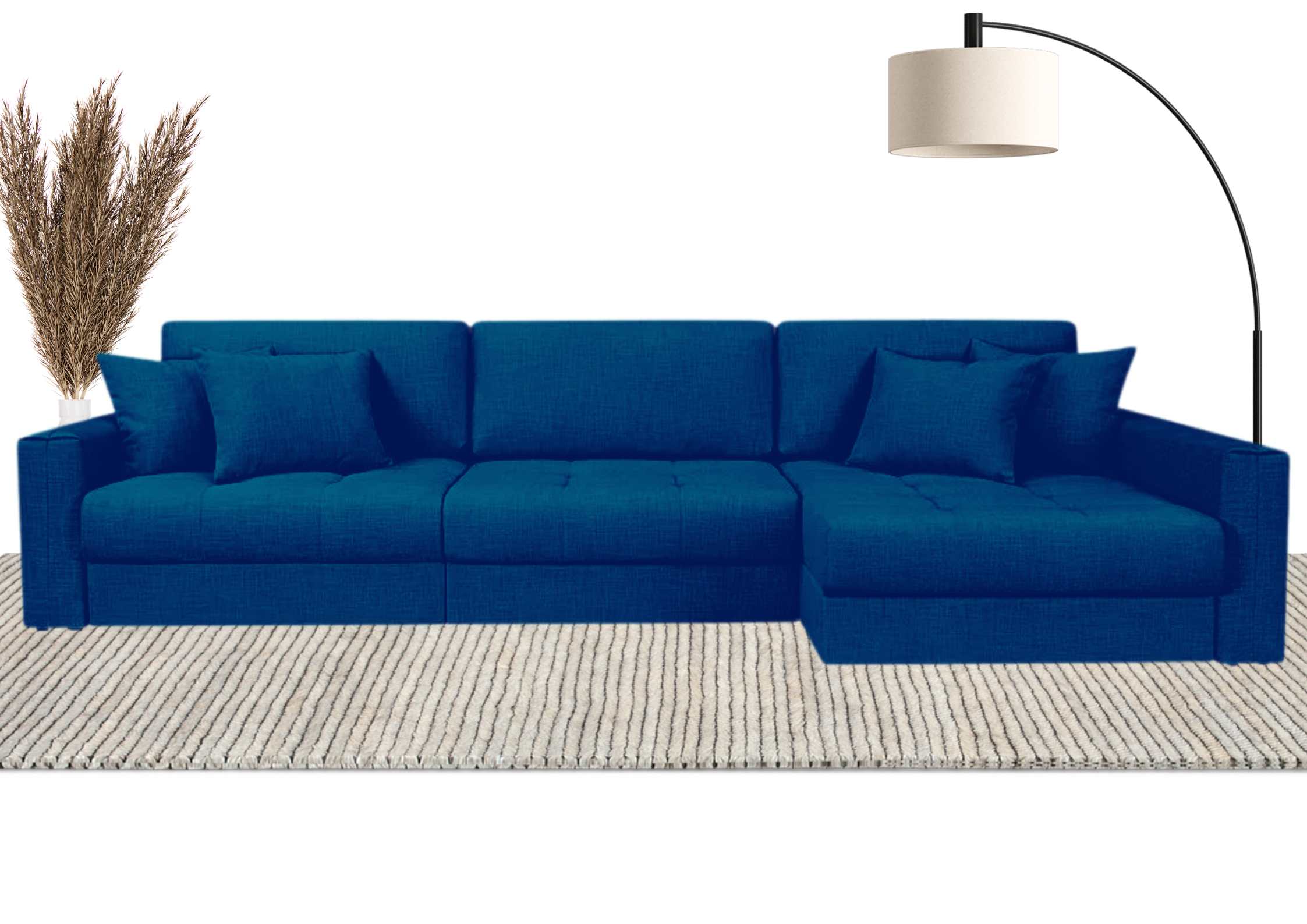 Granatowy narożnik modułowy z pikowanym siedziskiem